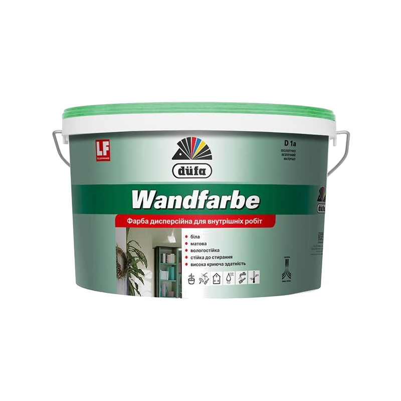 Фарба DUFA Wandfarbe, акрилова, водоемульсійна, мат білий, 14кг